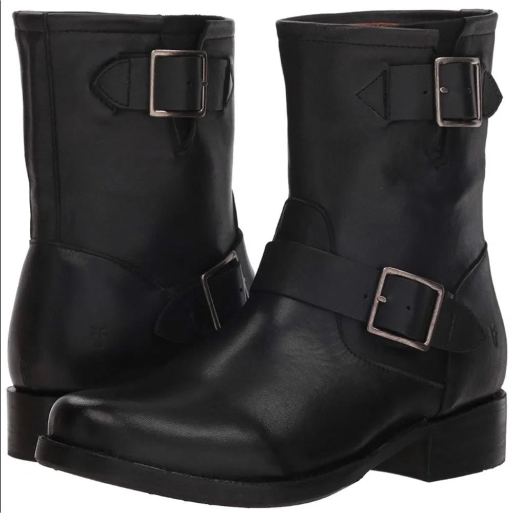 Frye Vicky Engineer Black Leather Boots Women’s Sz‎ 7.5